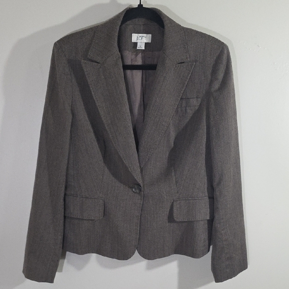 LOFT Brown Wool Blend Tailored Blazer Notched Lapels - Picture 1 of 6